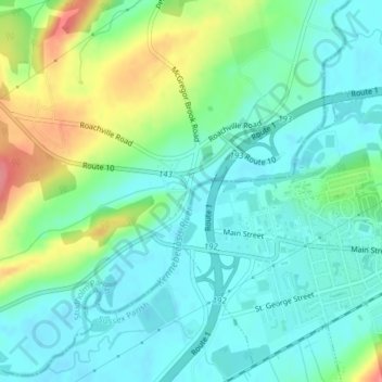 Mapa topográfico Roachville, altitude, relevo