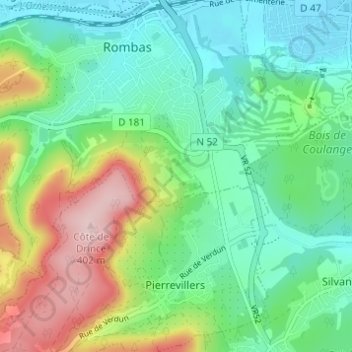 Mapa topográfico Ramonville, altitude, relevo