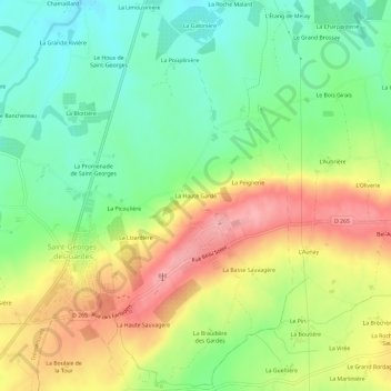 Mapa topográfico La Haute Garde, altitude, relevo