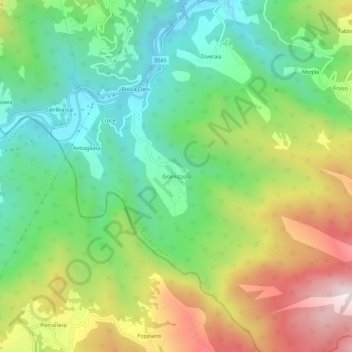 Mapa topográfico Gramizzola, altitude, relevo