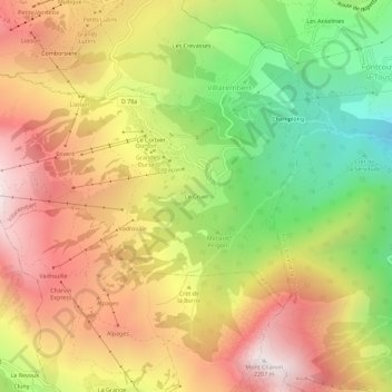 Mapa topográfico Le Cruet, altitude, relevo