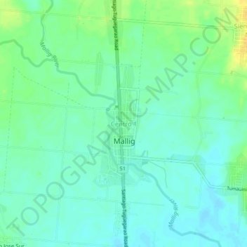 Mapa topográfico Centro 1, altitude, relevo