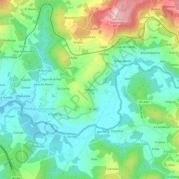 Mapa topográfico Prospes, altitude, relevo