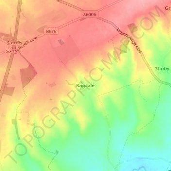 Mapa topográfico Ragdale, altitude, relevo