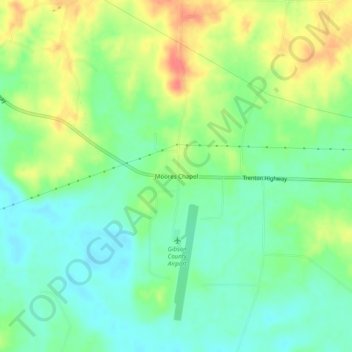 Mapa topográfico Moores Chapel, altitude, relevo