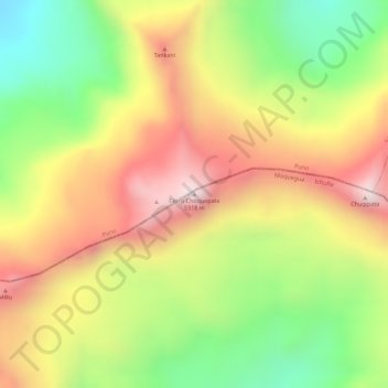 Mapa topográfico Cerro Choquepata, altitude, relevo