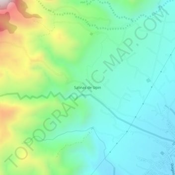 Mapa topográfico Salinas de Upin, altitude, relevo