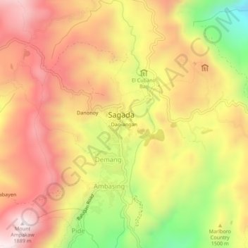 Mapa topográfico Dao-angan, altitude, relevo