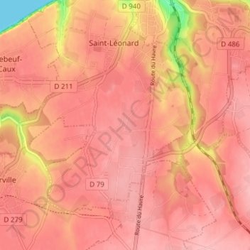 Mapa topográfico La Croix Bigot, altitude, relevo