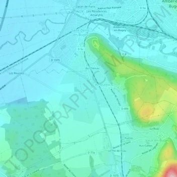 Mapa topográfico Au Galliot, altitude, relevo