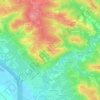 Mapa topográfico Trajet, altitude, relevo
