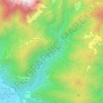 Mapa topográfico Tagliaretto, altitude, relevo