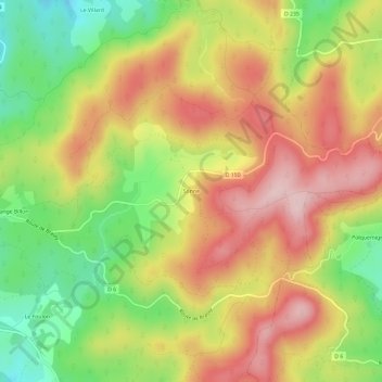 Mapa topográfico Sonne, altitude, relevo