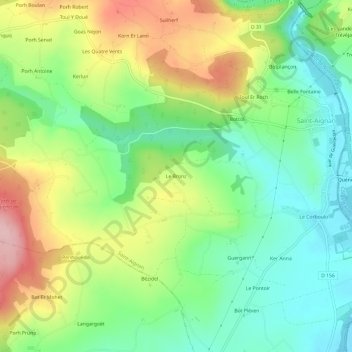 Mapa topográfico Le Bronz, altitude, relevo
