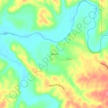 Mapa topográfico Ashland, altitude, relevo