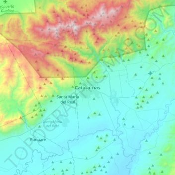 Mapa topográfico Catacamas, altitude, relevo