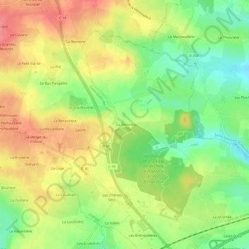 Mapa topográfico La Deloire, altitude, relevo