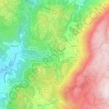 Mapa topográfico Covelo, altitude, relevo