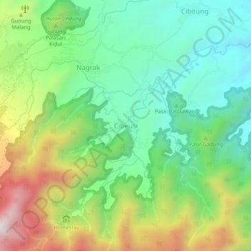 Mapa topográfico Cibeusi, altitude, relevo