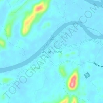 Mapa topográfico Tanjung Lapang, altitude, relevo