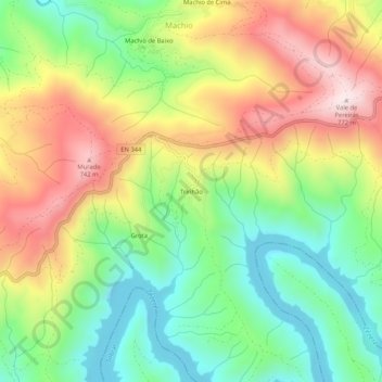 Mapa topográfico Trinhão, altitude, relevo