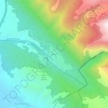 Mapa topográfico Cartore, altitude, relevo