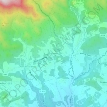 Mapa topográfico Les Dônes, altitude, relevo