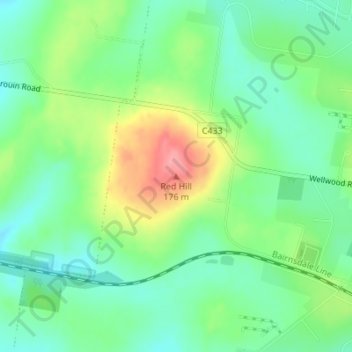 Mapa topográfico Red Hill, altitude, relevo