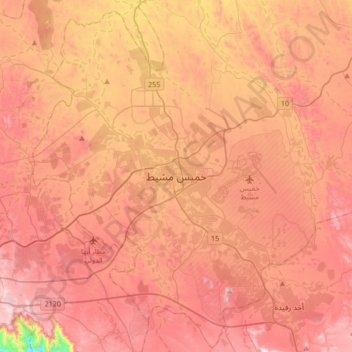 Mapa topográfico Khamis Mushayt, altitude, relevo