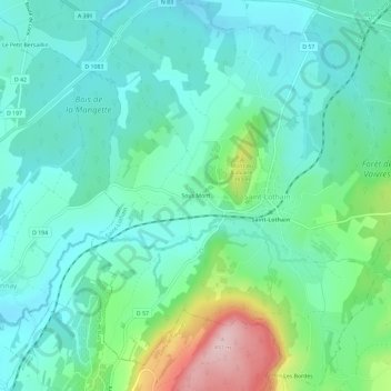 Mapa topográfico Sous Mont, altitude, relevo