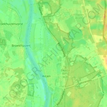 Mapa topográfico Veld, altitude, relevo