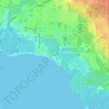 Mapa topográfico Floridatown, altitude, relevo