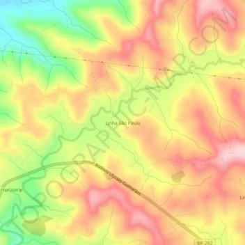 Mapa topográfico Linha São Paulo, altitude, relevo