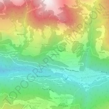 Mapa topográfico Villemartin, altitude, relevo