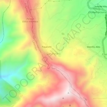 Mapa topográfico San Pedro, altitude, relevo
