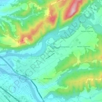 Mapa topográfico Chioccale, altitude, relevo