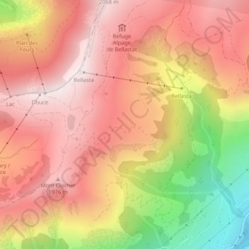 Mapa topográfico Le Crozat, altitude, relevo