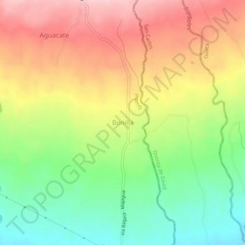 Mapa topográfico Bonilla, altitude, relevo