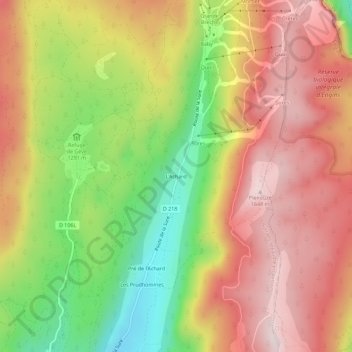 Mapa topográfico L'Achard, altitude, relevo