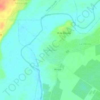 Mapa topográfico San Rafael, altitude, relevo