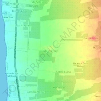 Mapa topográfico Litardo Bajo, altitude, relevo