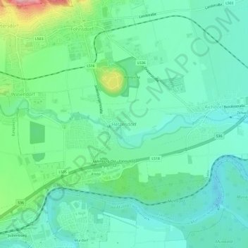 Mapa topográfico Hetzendorf, altitude, relevo