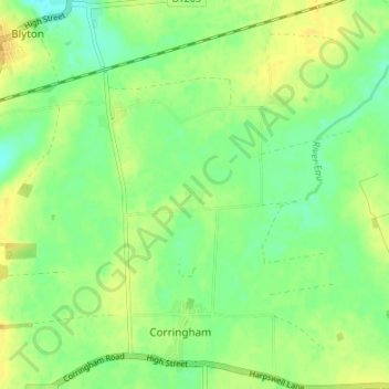 Mapa topográfico Aisby, altitude, relevo