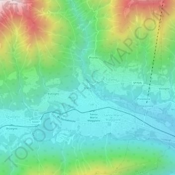 Mapa topográfico Crana, altitude, relevo