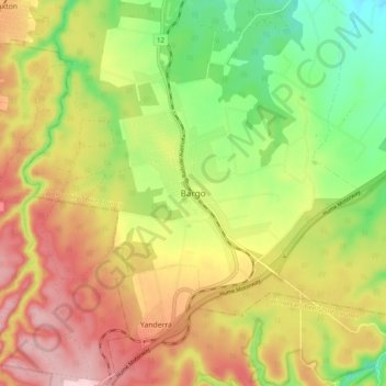 Mapa topográfico Bargo, altitude, relevo