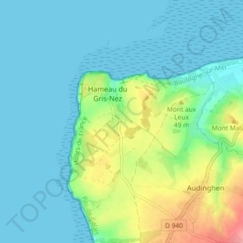 Mapa topográfico Framezelle, altitude, relevo
