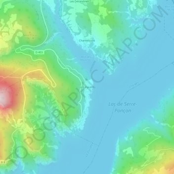 Mapa topográfico Les Hyvans, altitude, relevo