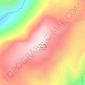 Mapa topográfico Pitt and Page Hill, altitude, relevo