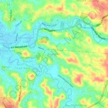 Mapa topográfico Ranomut, altitude, relevo