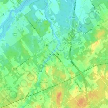 Mapa topográfico Kemptville, altitude, relevo